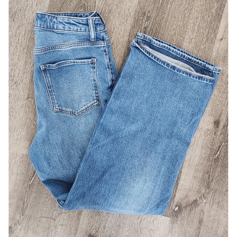 Quince Ultra-Stretch Wide Leg Jeans Medium Wash Blue High Rise Denim Size 28